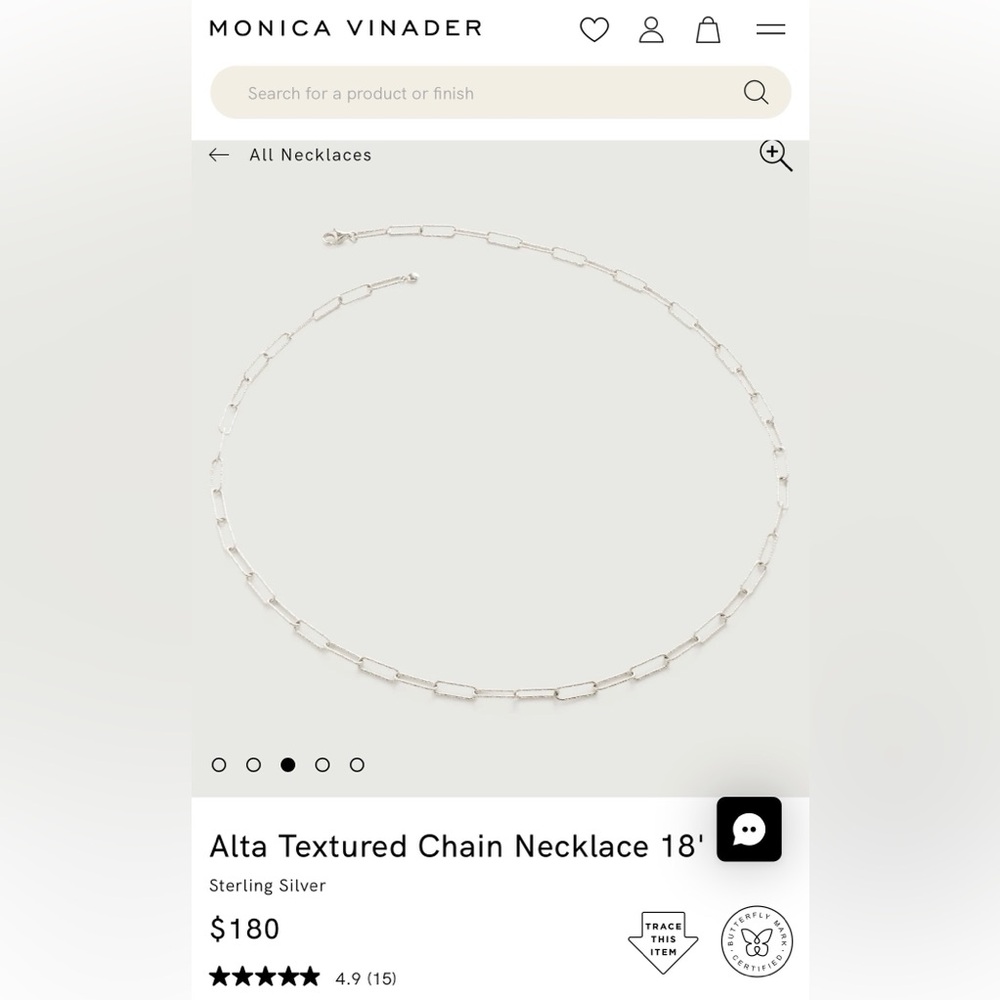 Monica Vinader Sterling Silver Chain Necklace
